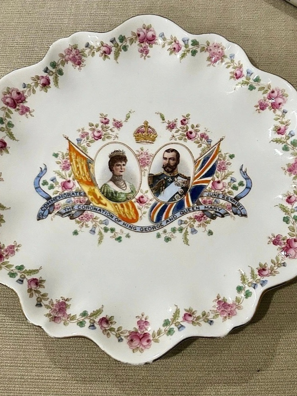 Antique 1911 Aynsley King George V Queen Mary Coronation Plate - Made in England